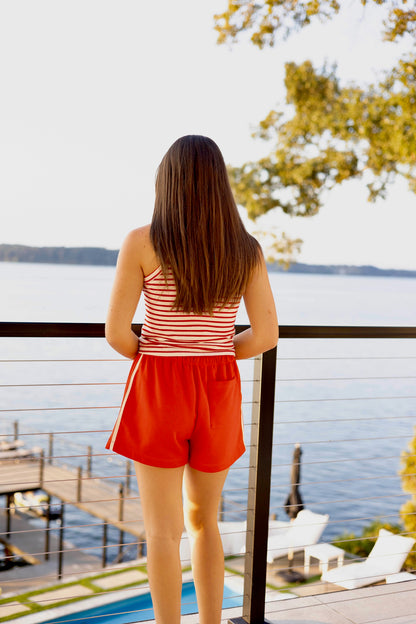 Sporty Track Shorts - Red