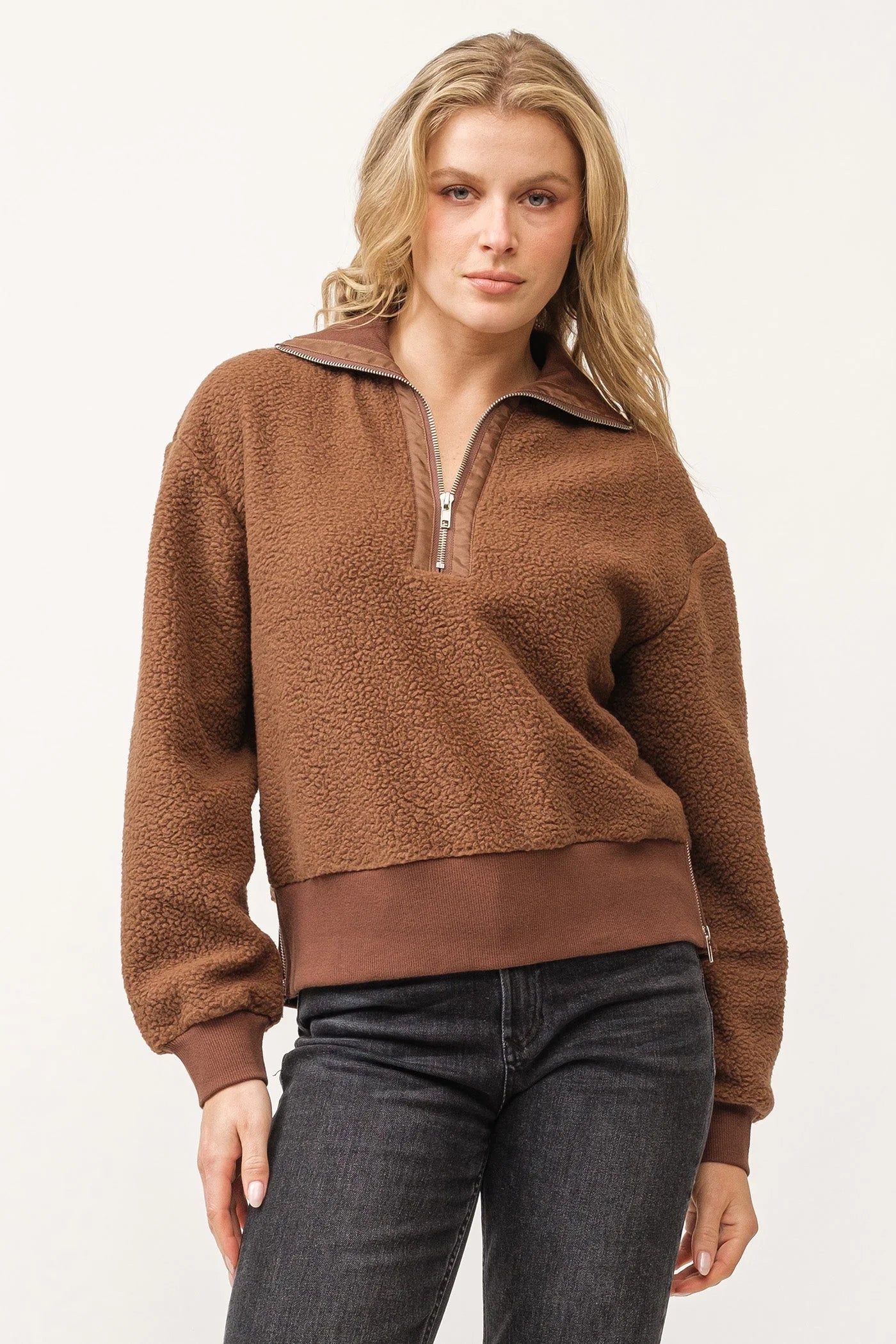 Briar Half Zip Sweater - Brown Bear