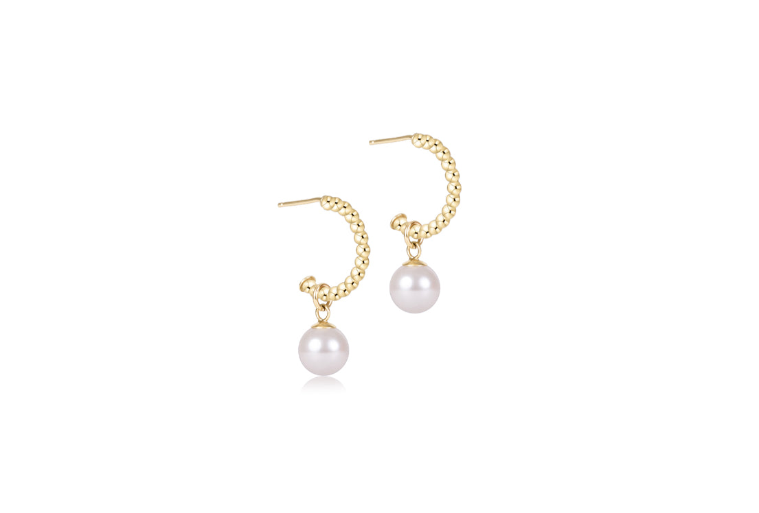 ENEWTON - Beaded Classic 1'' Post Hoop - 2mm Gold - Classic Pearl 8mm Charm