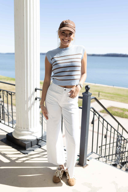 Katy Striped Sweater - Light Blue
