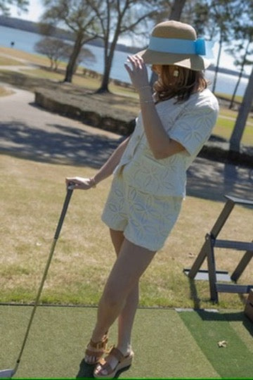 Embroidered Eyelet Short Set