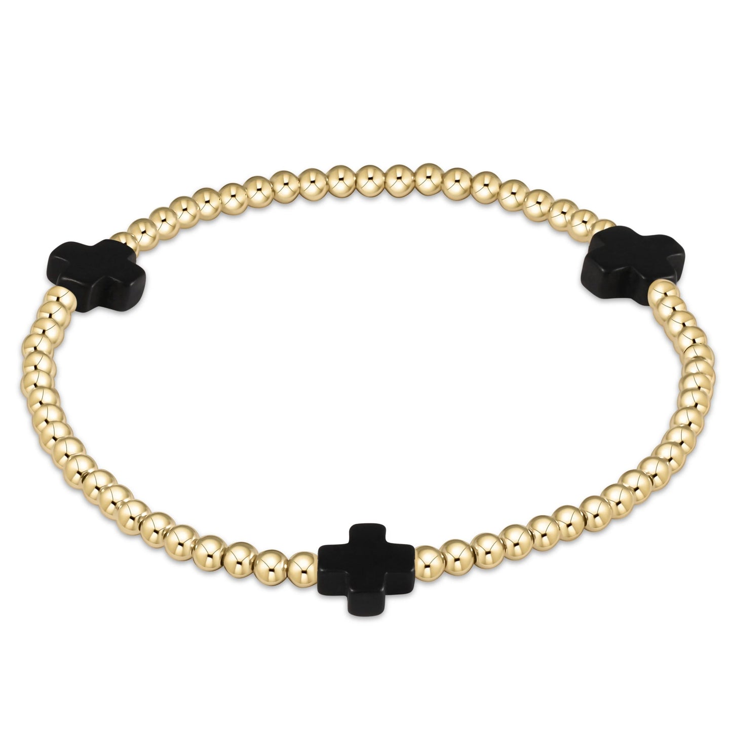 ENEWTON EXTENDS - SIGNATURE CROSS GOLD PATTERN 3MM BEAD BRACELET