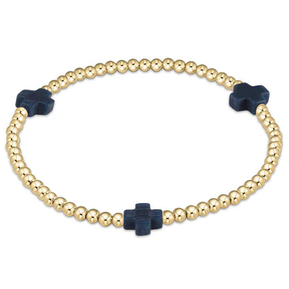 ENEWTON - Signature Cross Gold Pattern 3mm Bead Bracelet