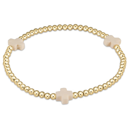 ENEWTON EXTENDS - SIGNATURE CROSS GOLD PATTERN 3MM BEAD BRACELET