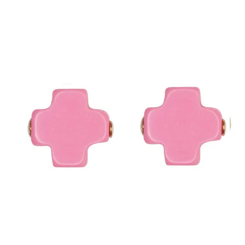 Signature Cross Gold Stud - Bright Pink