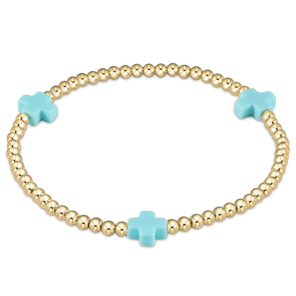 ENEWTON EXTENDS - SIGNATURE CROSS GOLD PATTERN 3MM BEAD BRACELET