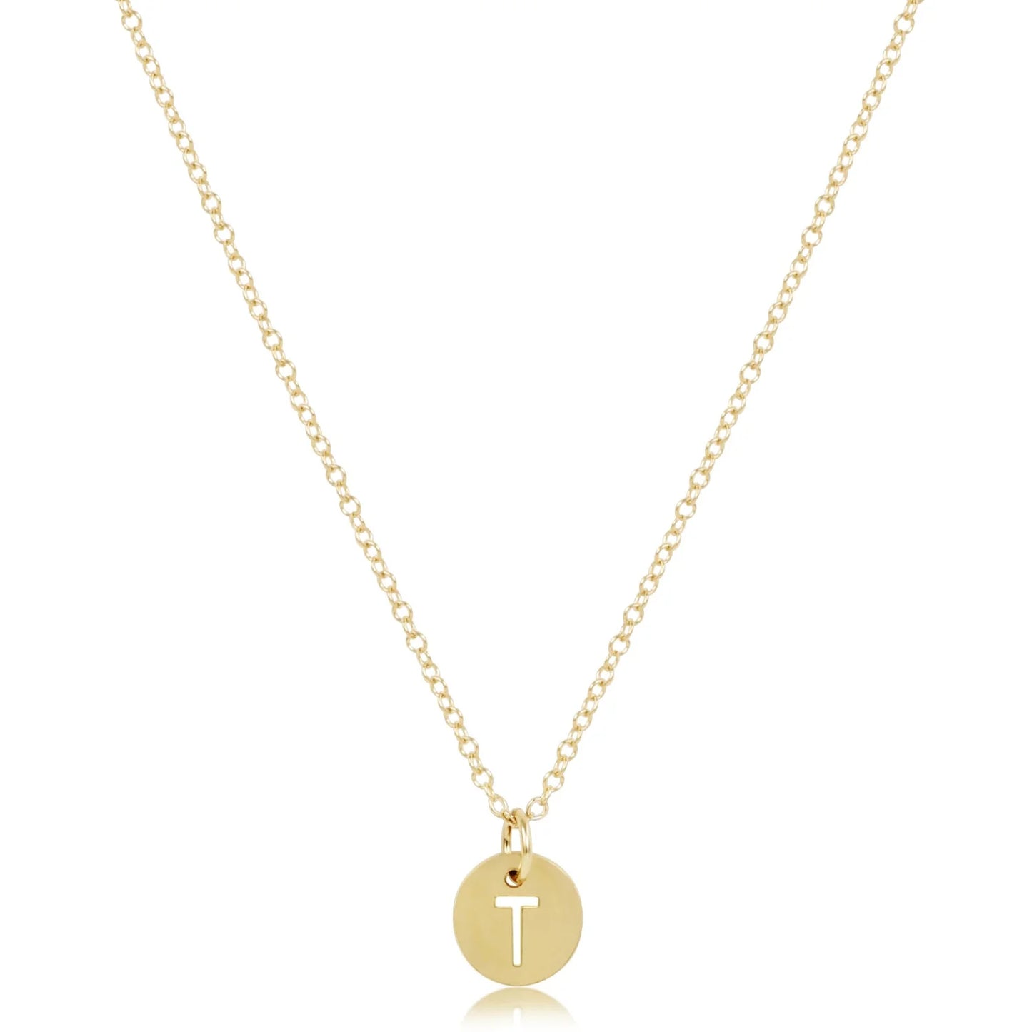 16" Necklace Gold - Respect Small Gold Disc - Letters
