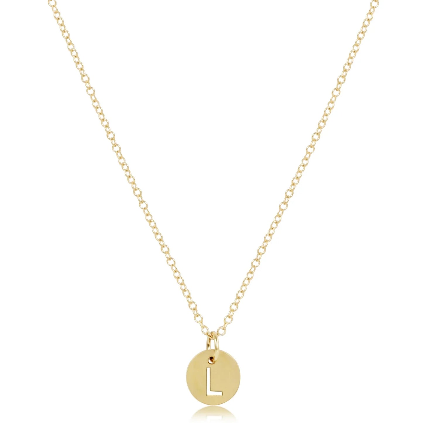 16" Necklace Gold - Respect Small Gold Disc - Letters
