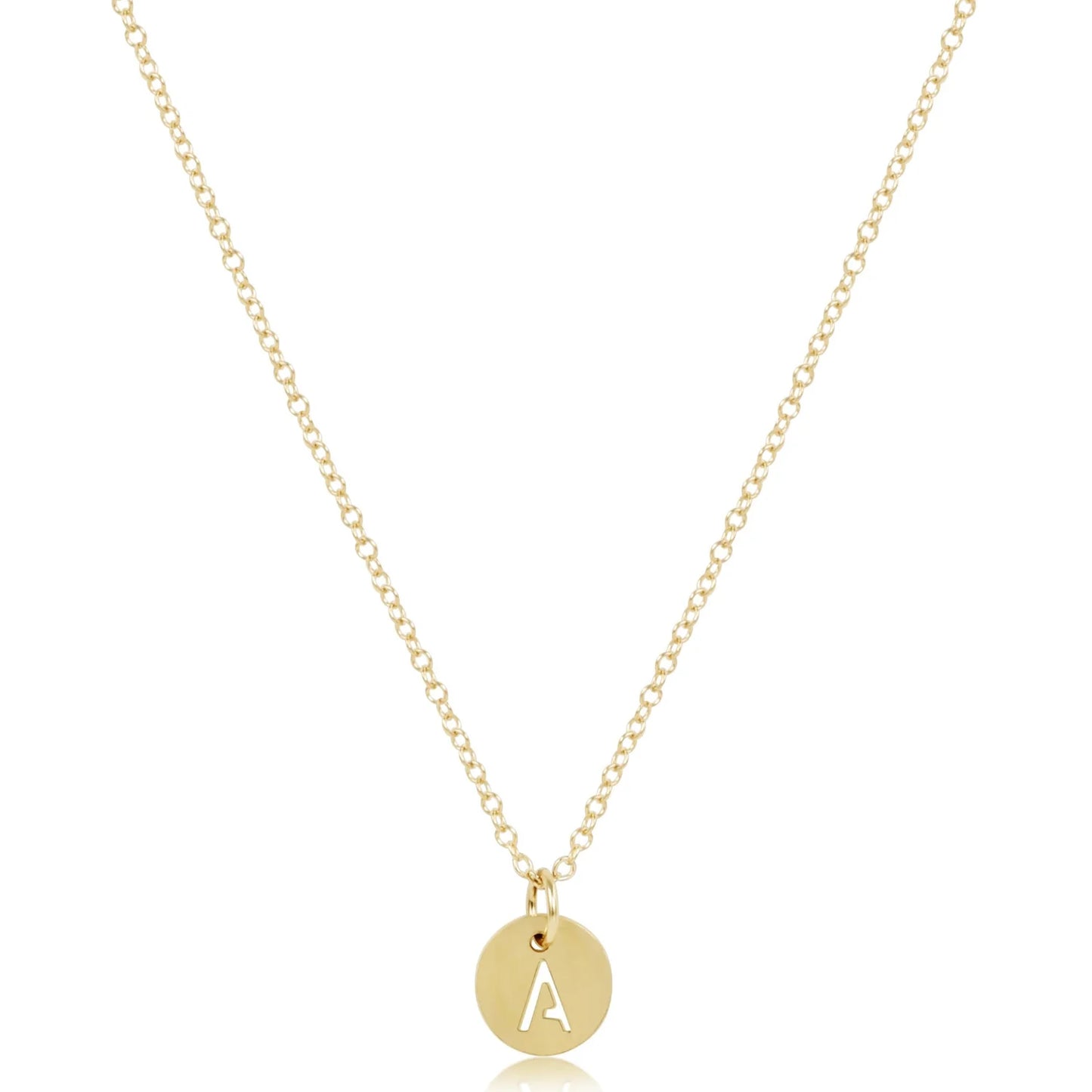 16" Necklace Gold - Respect Small Gold Disc - Letters