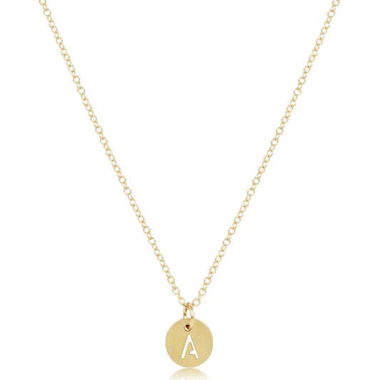 16" Necklace Gold - Respect Small Gold Disc - Letters