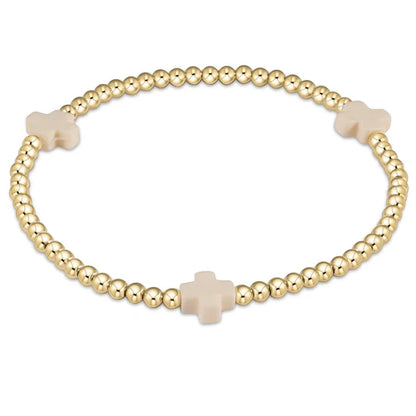 ENEWTON - Signature Cross Gold Pattern 3mm Bead Bracelet