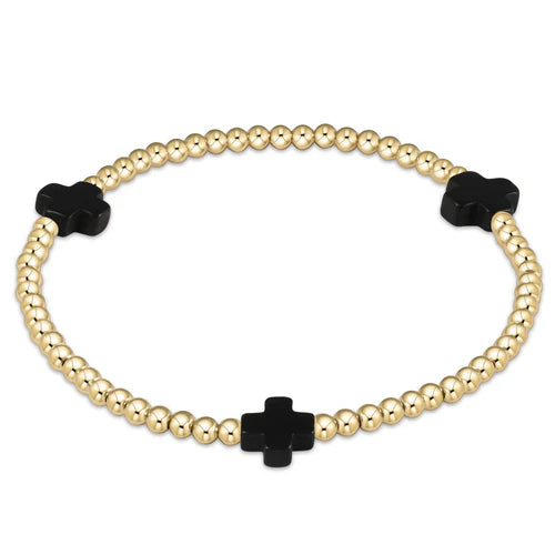 ENEWTON - Signature Cross Gold Pattern 3mm Bead Bracelet