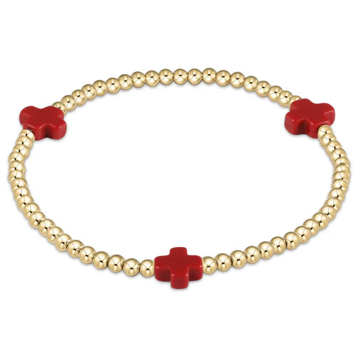 ENEWTON - Signature Cross Gold Pattern 3mm Bead Bracelet