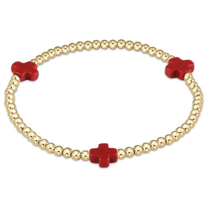 ENEWTON - Signature Cross Gold Pattern 3mm Bead Bracelet