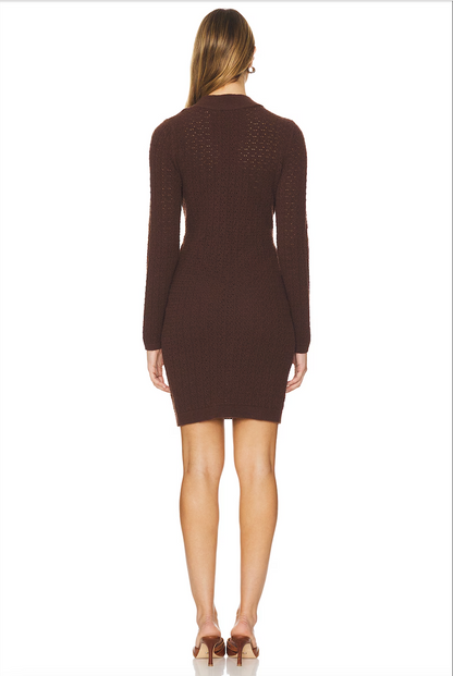 Ryan Mock Neck Mini Dress - Shaved Chocolate