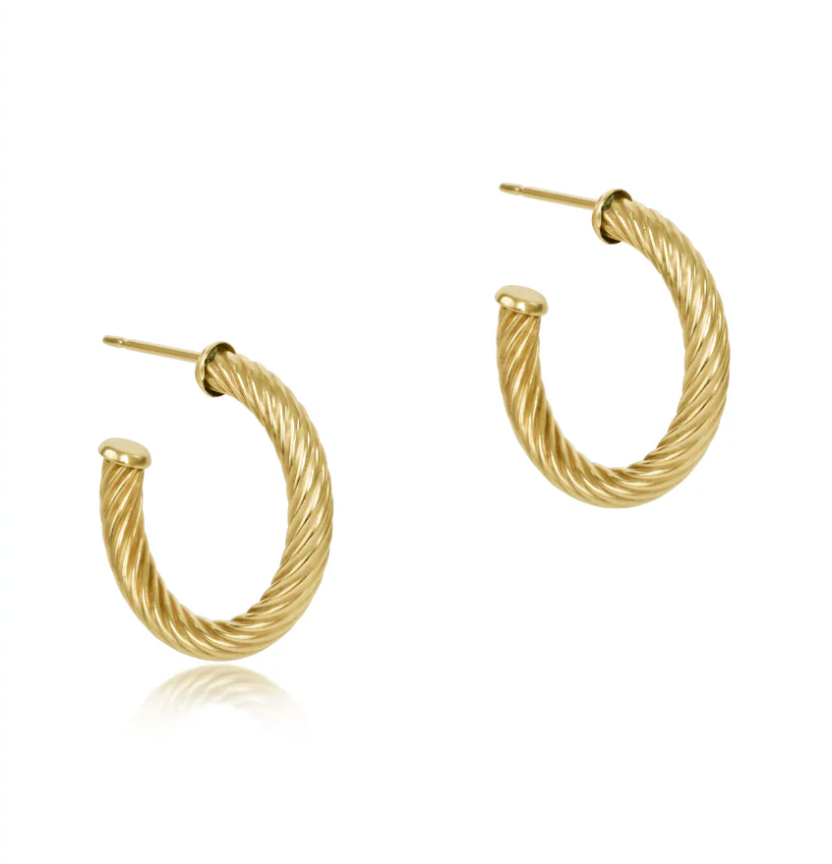 ENEWTON - Round Gold 1.125" Post Hoop - 4mm - Textured Twist
