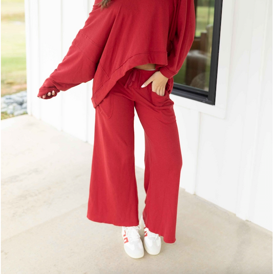 Staycation Lounge Pant Bottoms - Deep Cherry