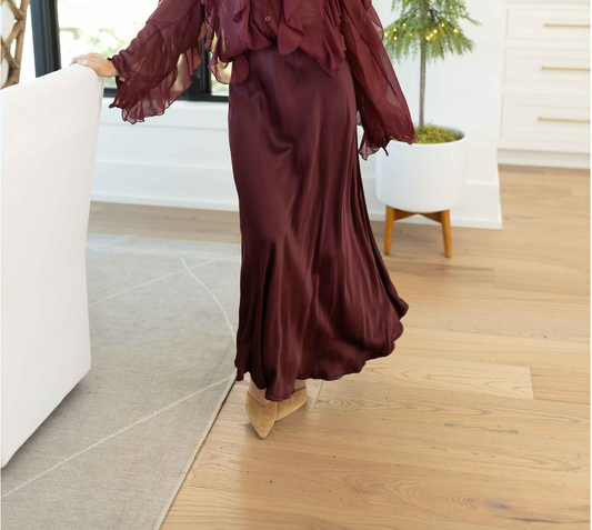 Merlot Viscose Maxi Skirt
