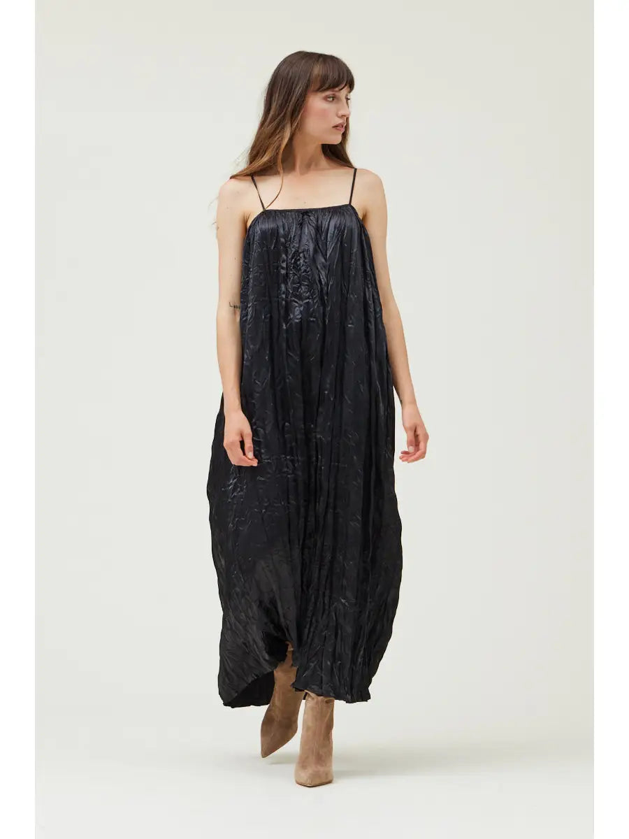 Silva Pleated Maxi Dress - Black