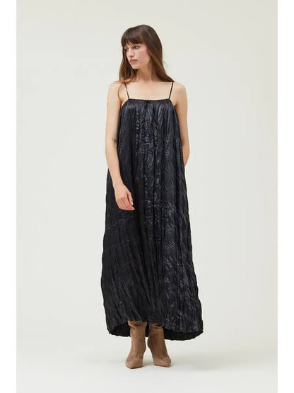 Silva Pleated Maxi Dress - Black