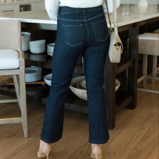 SPANX - Cropped Kick Flare Jean - Raw Indigo