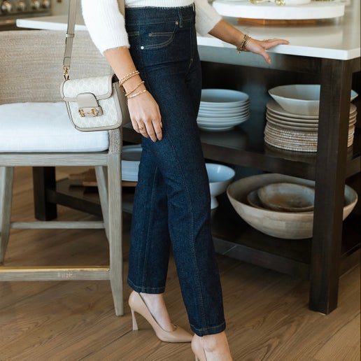 SPANX - Cropped Kick Flare Jean - Raw Indigo