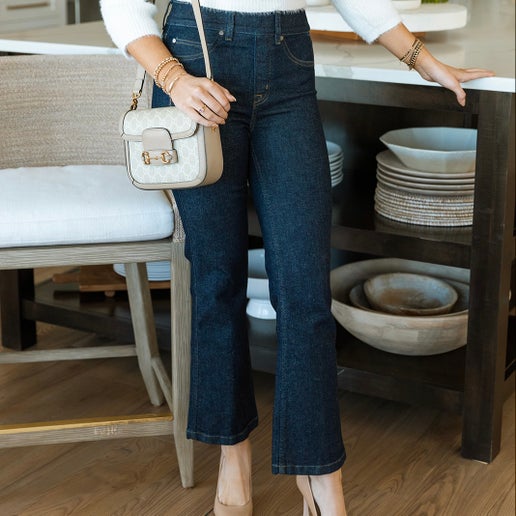 SPANX - Cropped Kick Flare Jean - Raw Indigo