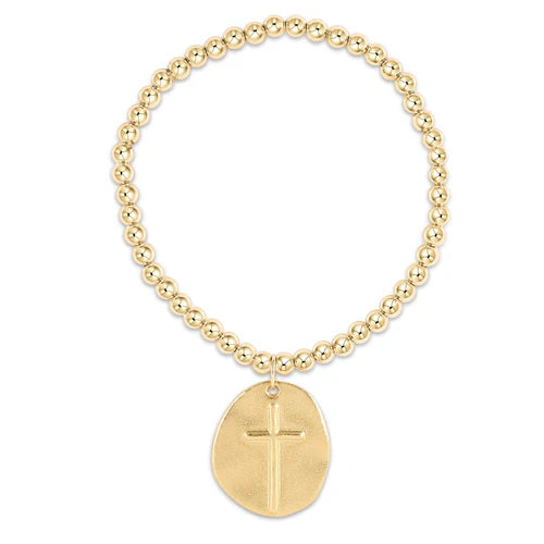 Classic Gold 4mm Bead Bracelet - Inspire Gold Charm (Extends)