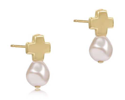 ENEWTON - Signature Cross Gold Stud - Pearl